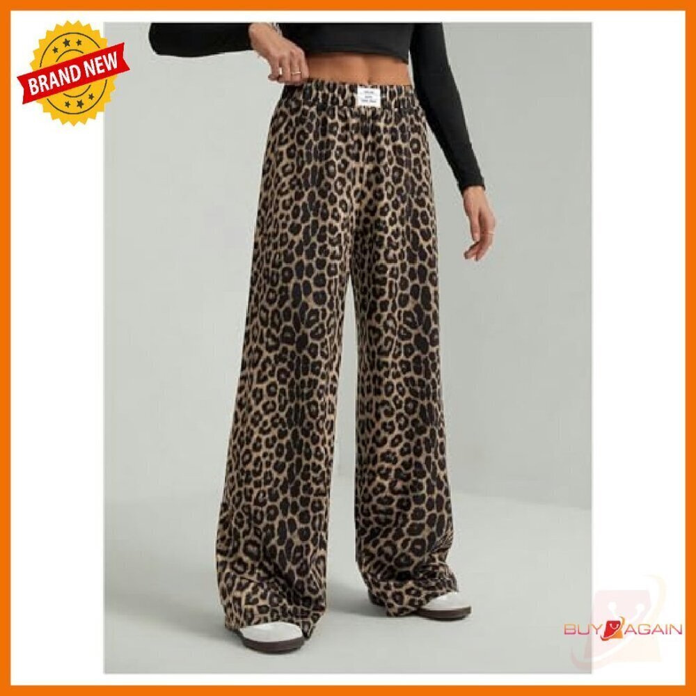 Polyester Wide Leg Sweatpants High Waisted Elastic Casual Yoga Pants - Picture 5 of 7